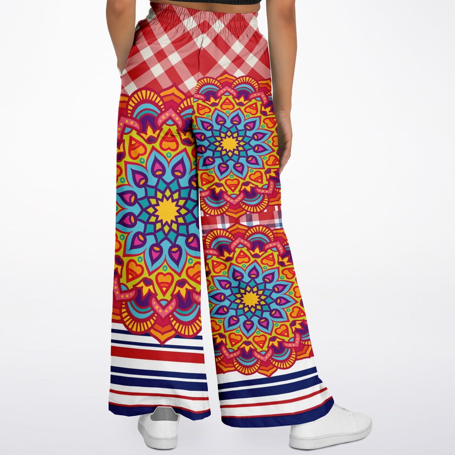 Hippy-Dippy Plaid Eco-Poly Wide Leg Pants