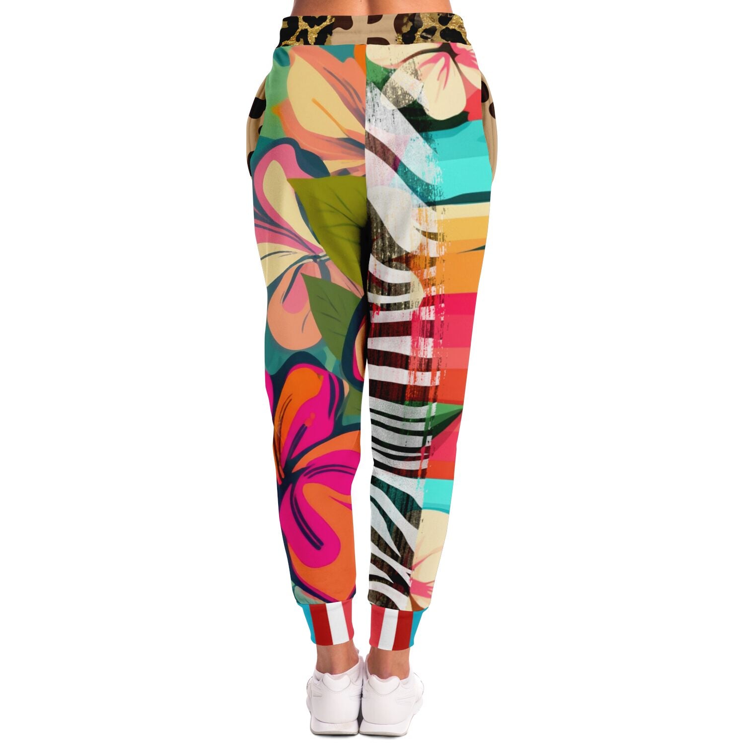 Man in Transition Floral Zebra Print Eco-Poly Unisex Joggers