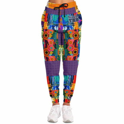 Joggers unisex de poliéster ecológico con patchwork floral Trinidad de Blue Girl 