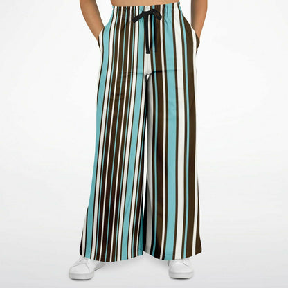 Turk and Caicos Ocean Stripe Eco-Poly Wide Leg Pants