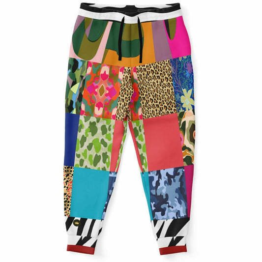 Joggers unisex Gypsy Cheetah de eco-poliéster con patchwork multicolor 