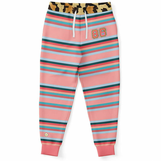 Blue Dragonfly Pink Striped Eco-Poly Unisex Joggers