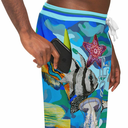 Joggers unisex de poliéster ecológico con camuflaje azul Save the Oceans 