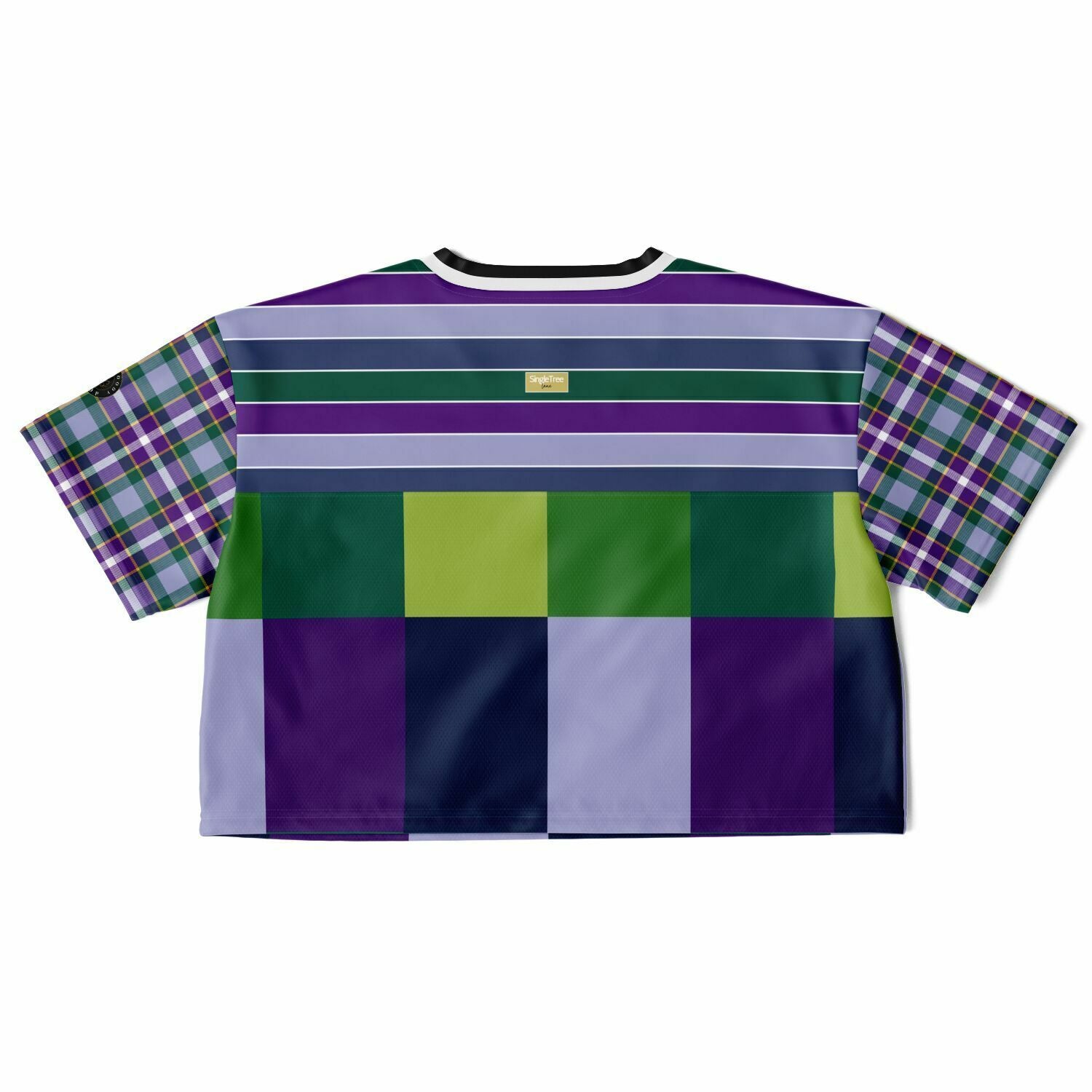 Jersey corto de poliéster ecológico a cuadros con rayas de rugby Purple Crush