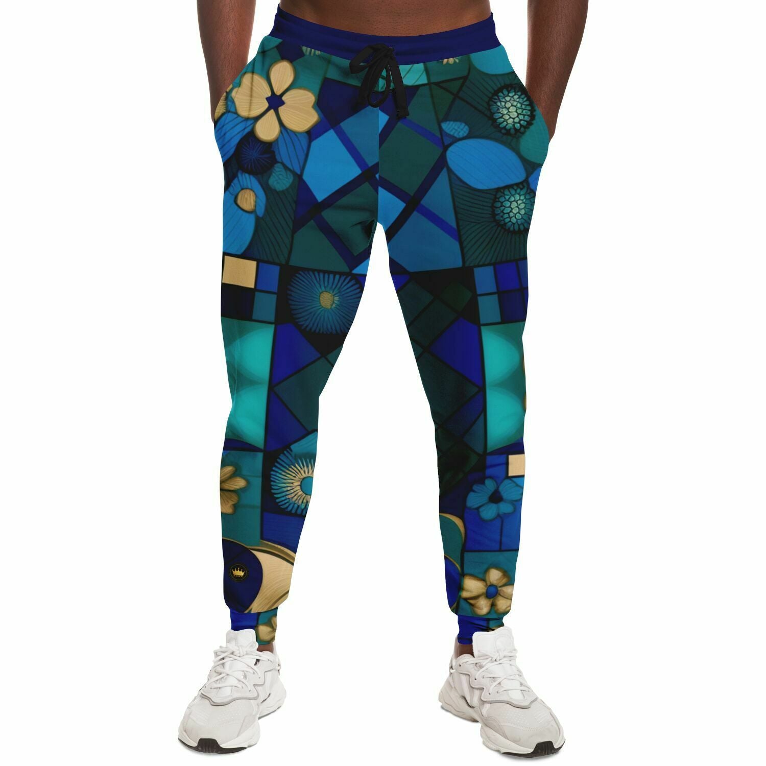 Joggers unisex de poliéster ecológico a cuadros Mystic azules 