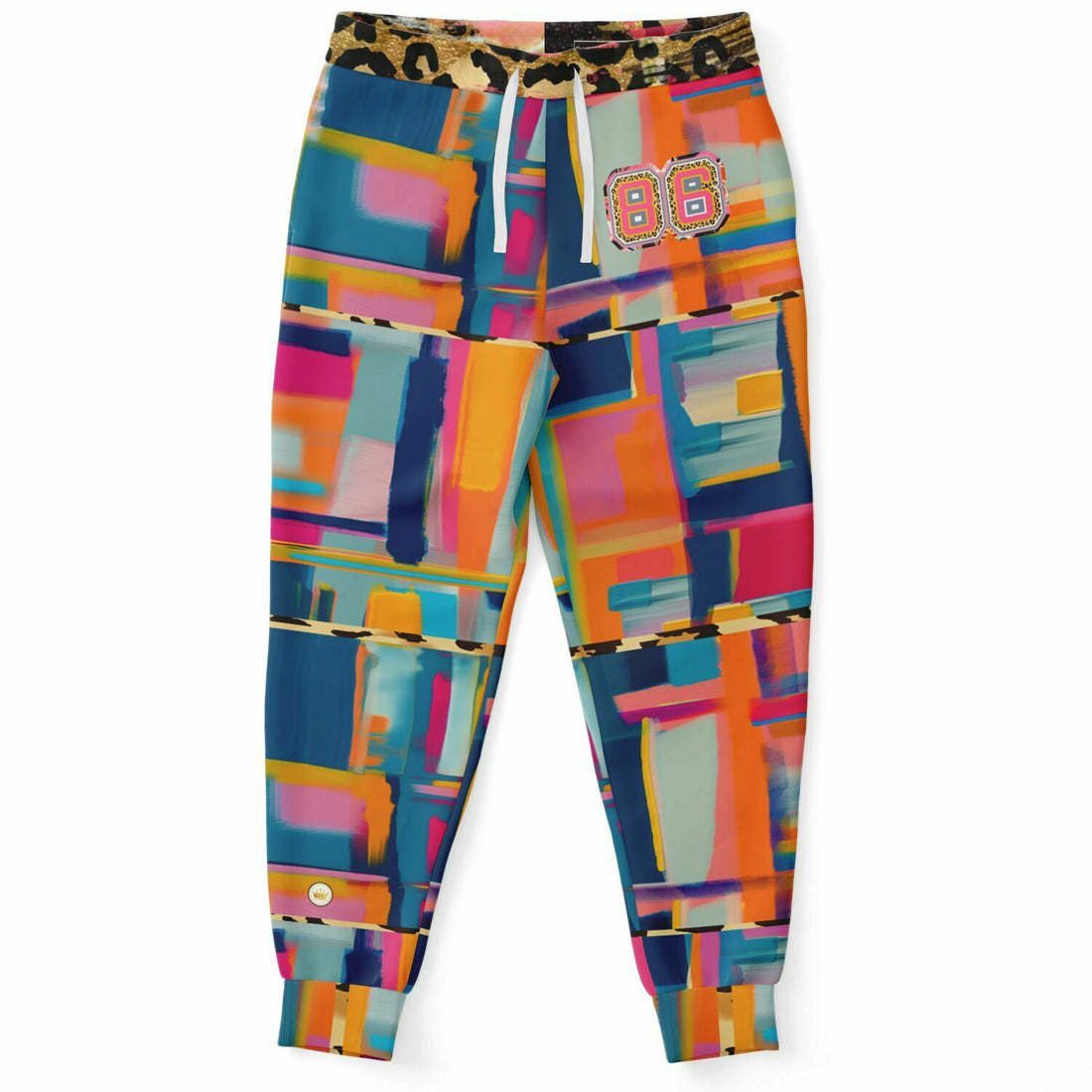 Joggers unisex de poliéster ecológico con bloques de color y libélula azul 