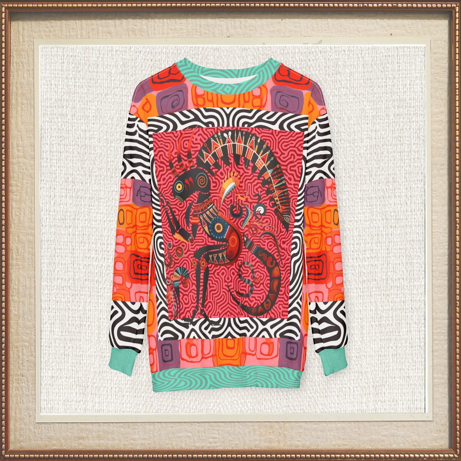 Kokopelli in Abstract Abundance Unisex Sweatshirt (Gold Label)