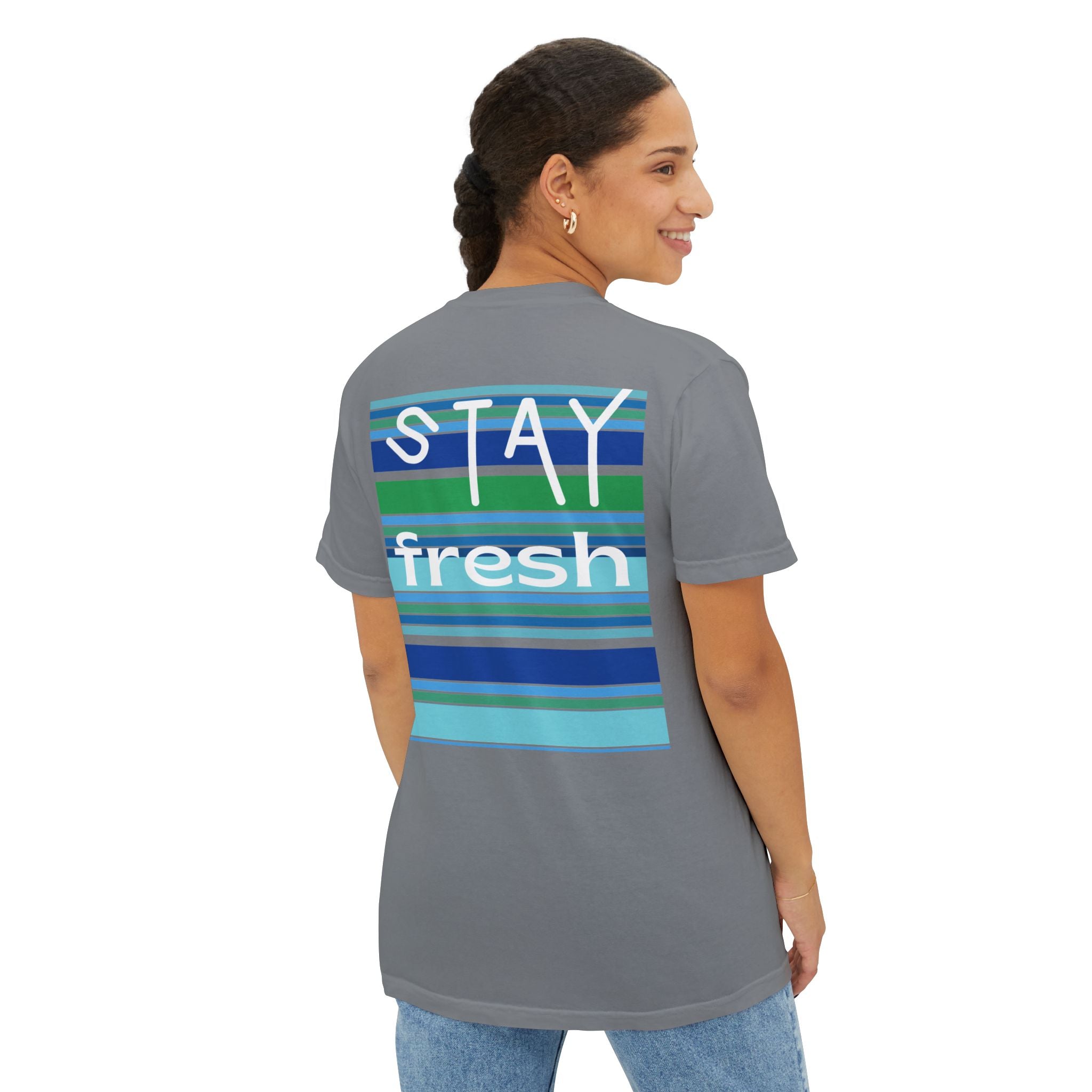 Stay Fresh Laguna Stripe Heavyweight Unisex Pocket T-Shirt