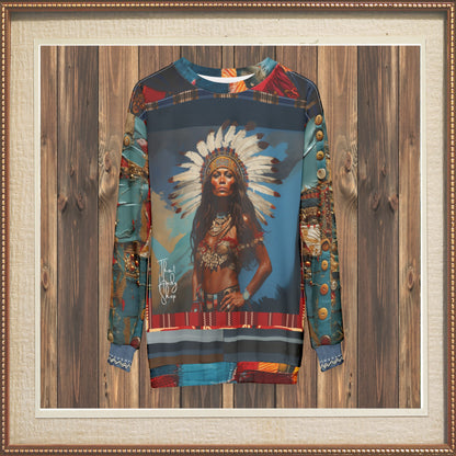 Black Seminole Woman in Plume Unisex Sweatshirt (Gold Label)