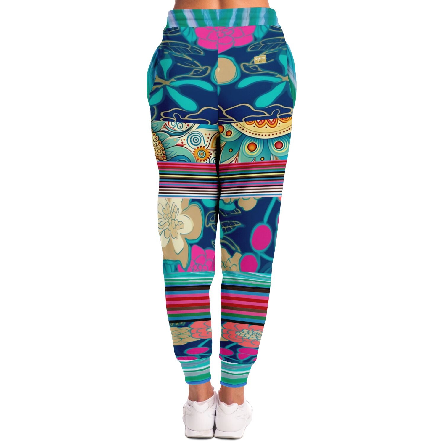 The Catamaran Cockatiel Floral Stripe Eco-Poly Unisex Joggers