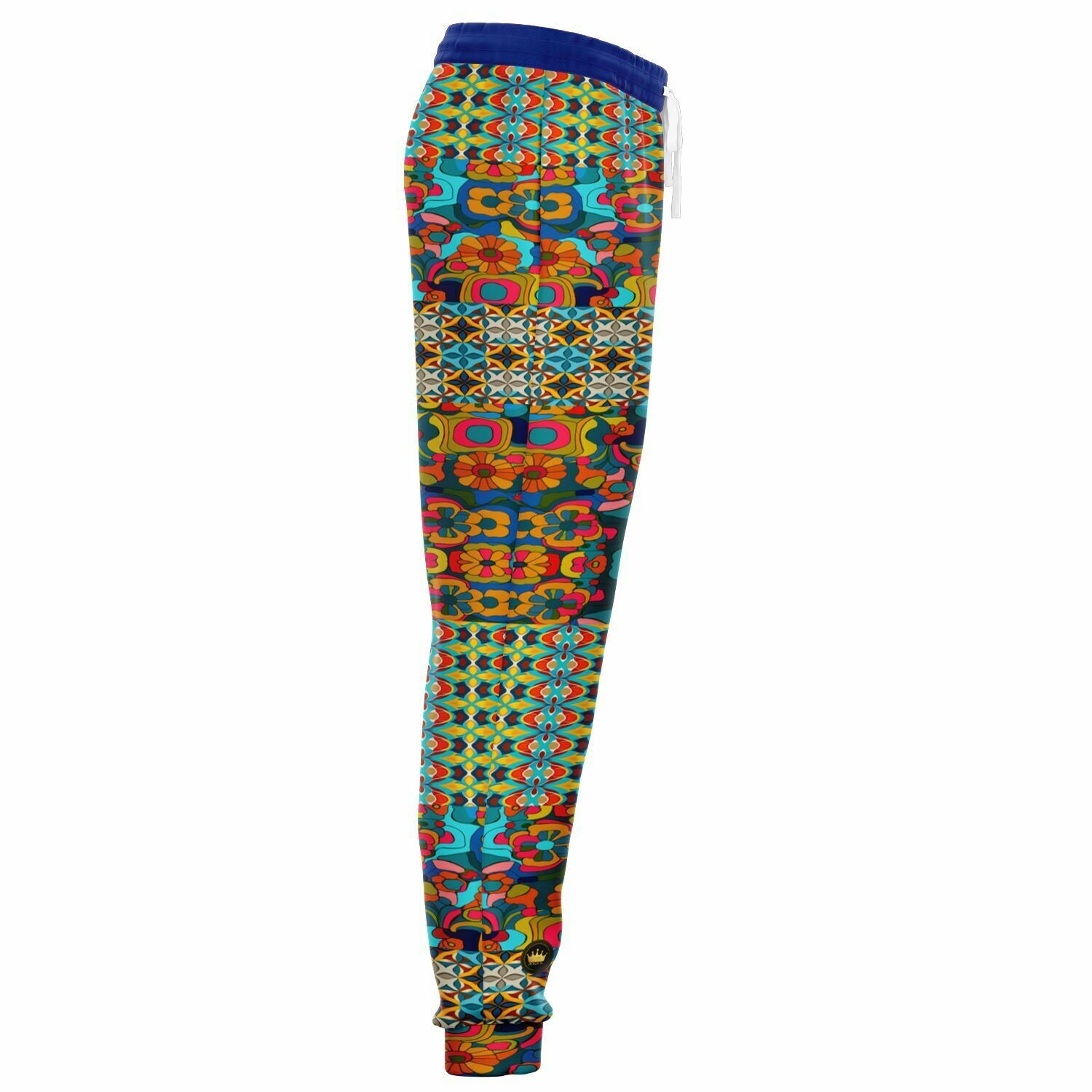 Joggers unisex de poliéster ecológico con diseño geométrico en azul de Cool Chick 