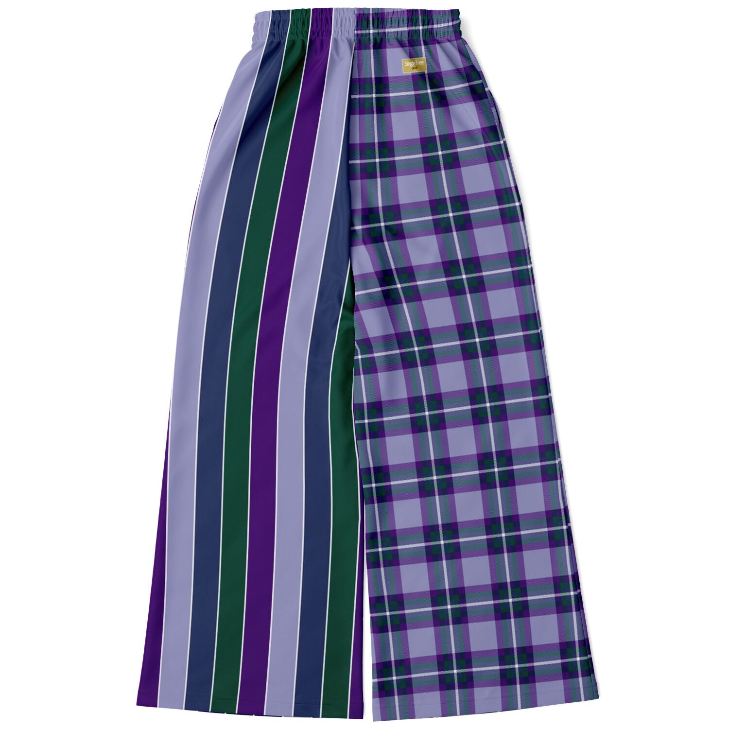 Purple Crush Plaid Rugby Stripe Eco-Poly Wide Leg Pants