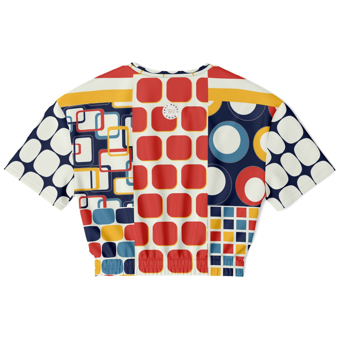 Primary Skool Retro Geo Eco-Poly Short Sleeve Cropped Sweater
