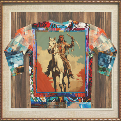 Commanche Warrior of the Great Plains Patchwork Print Unisex Sweatshirt (Gold Label)