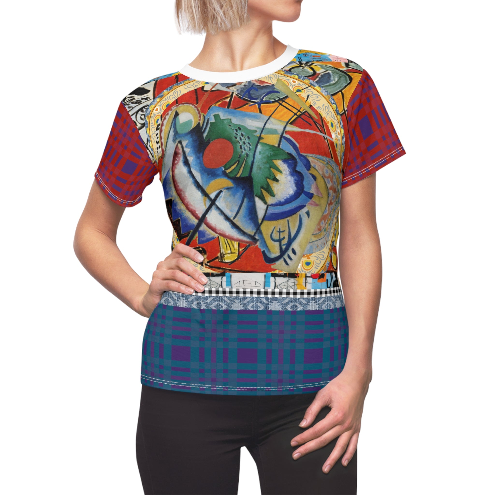 Red Oval in Denim and Gold Plate - Kandinsky AOP Women&