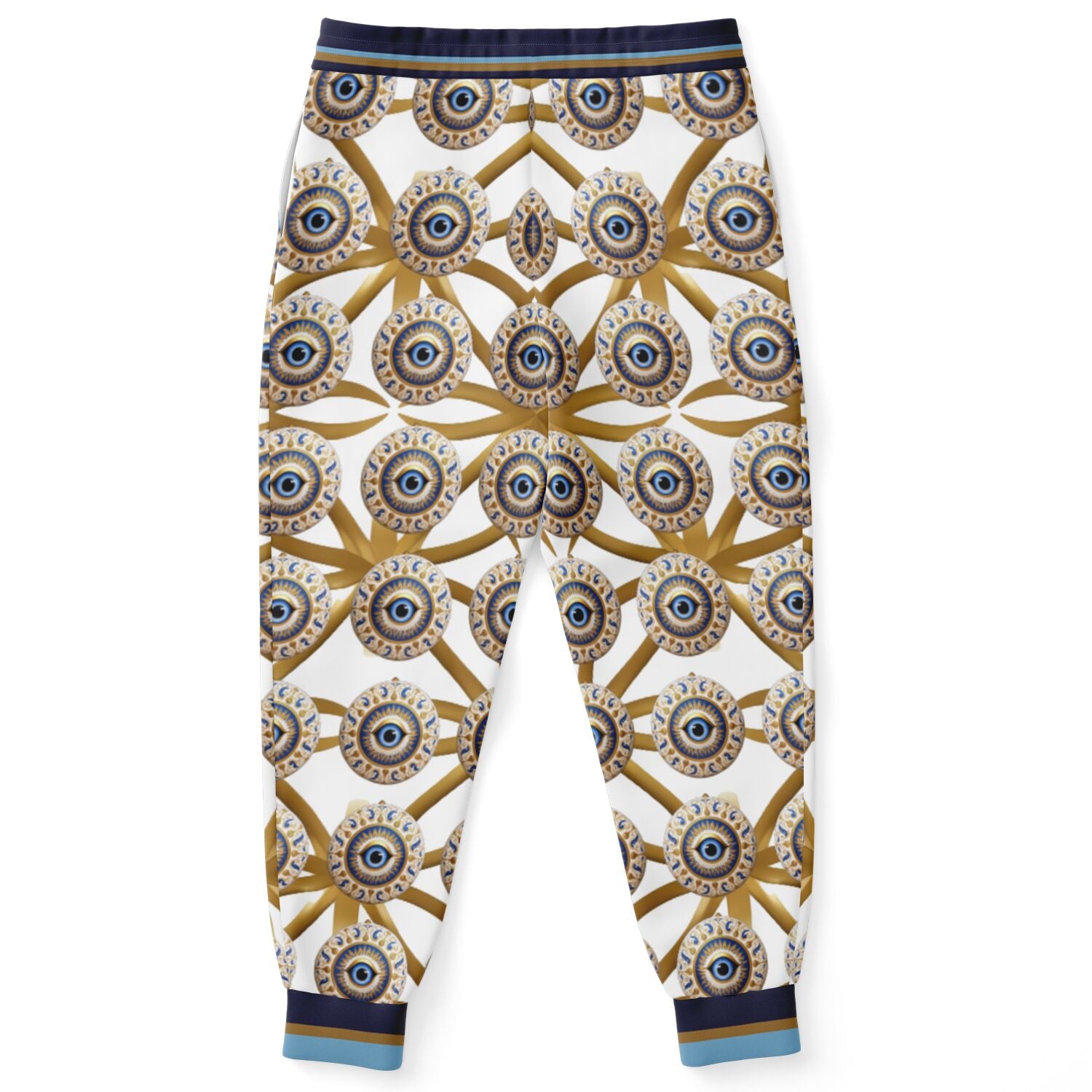 Evil Eye Protection in White Eco-Poly Unisex Joggers