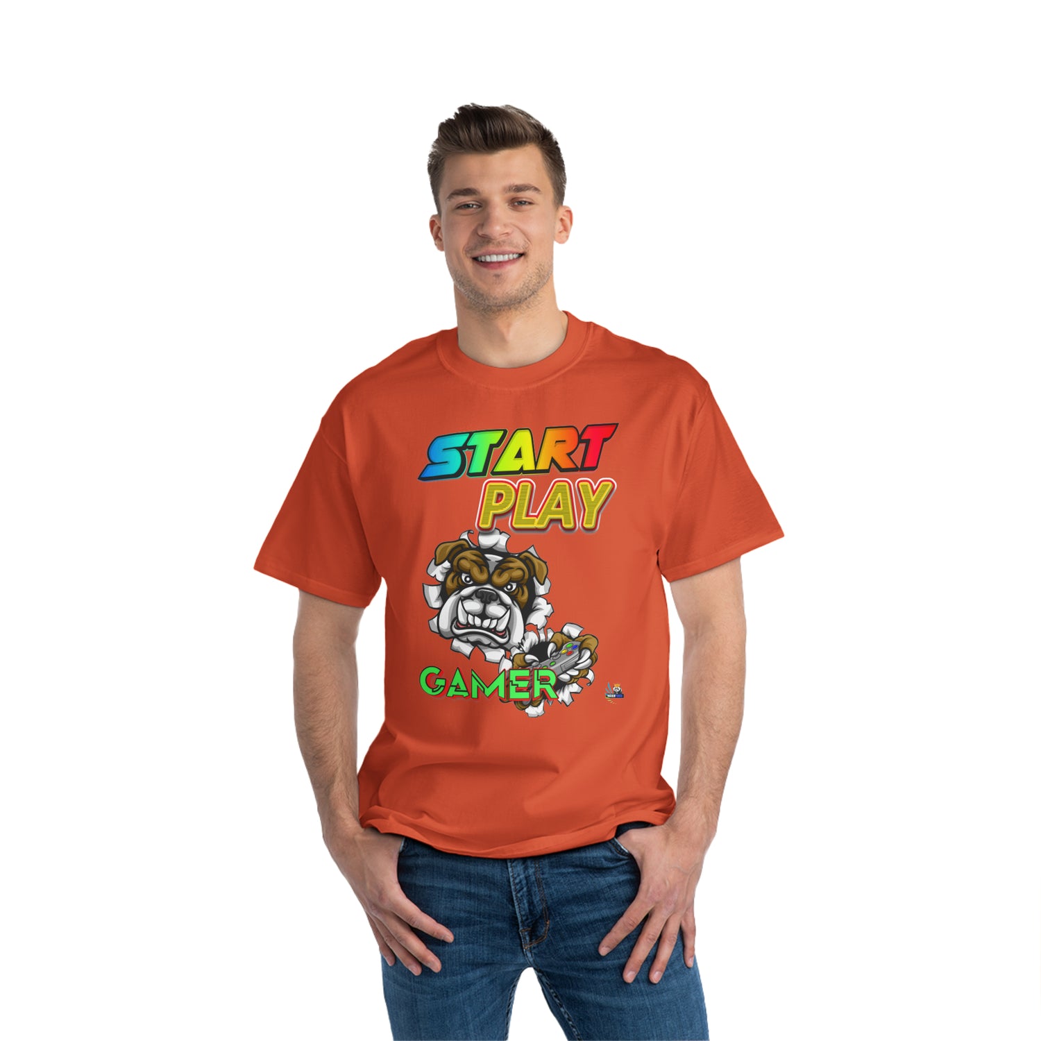 Camiseta para juegos unisex de peso pesado Start Play Bulldog Edition