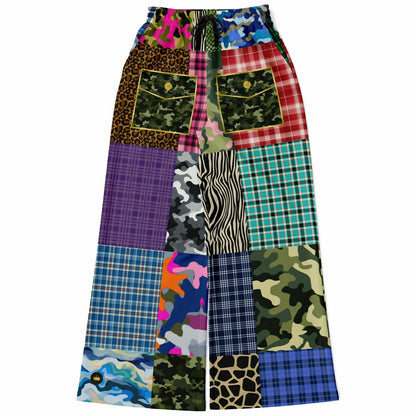 Hodgepodge Camo Plaid Animal Print Eco-Poly Pantalones anchos 