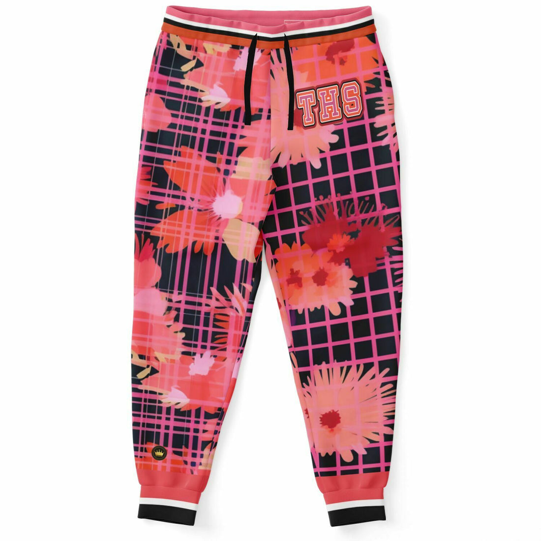 Joggers unisex de poliéster ecológico con cuadros florales Flash of Color 