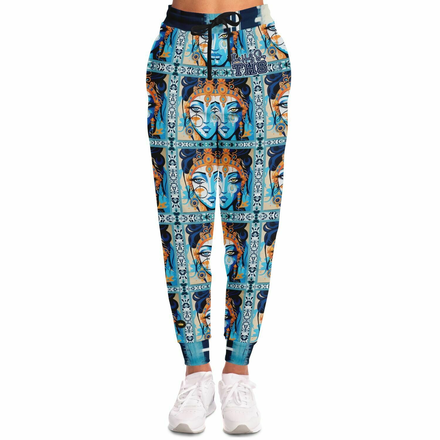 Joggers unisex de poliéster ecológico con estampado floral repetido Visage de Laxshmi 