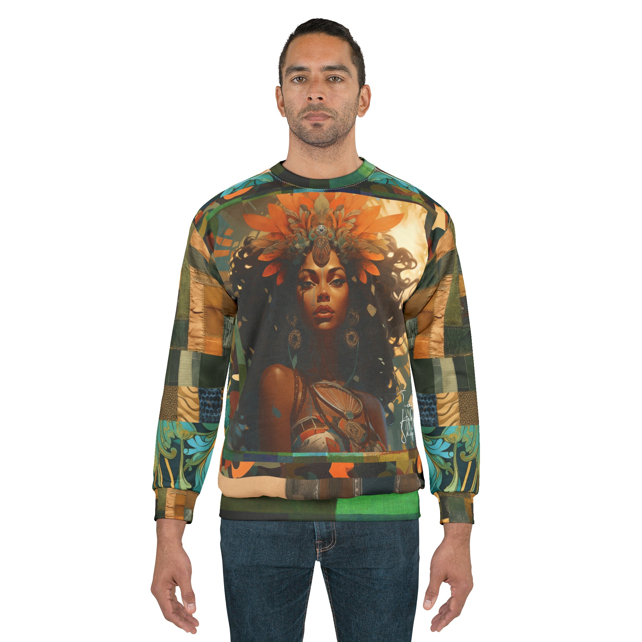 Sudadera unisex con estampado de patchwork Sun Chieftain