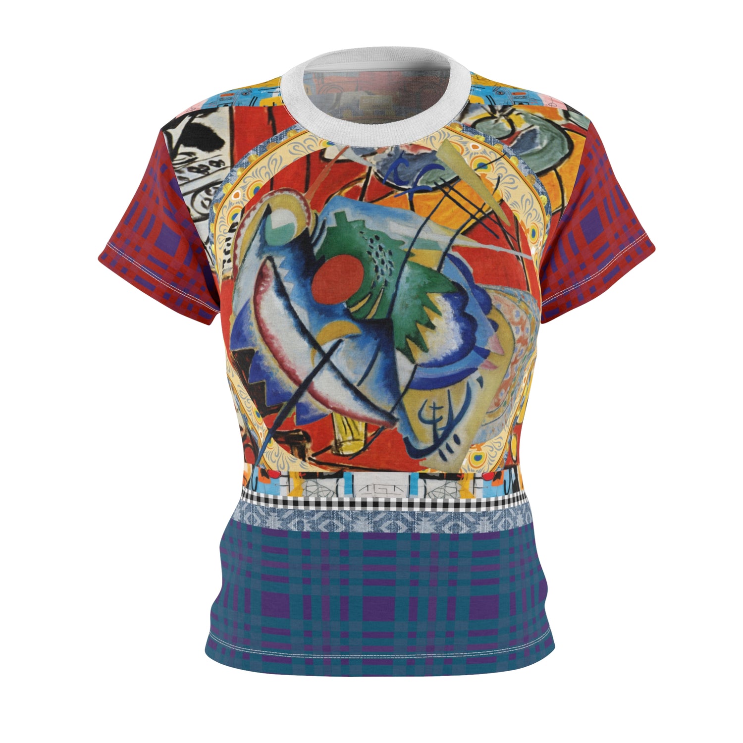 Red Oval in Denim and Gold Plate - Kandinsky AOP Women&