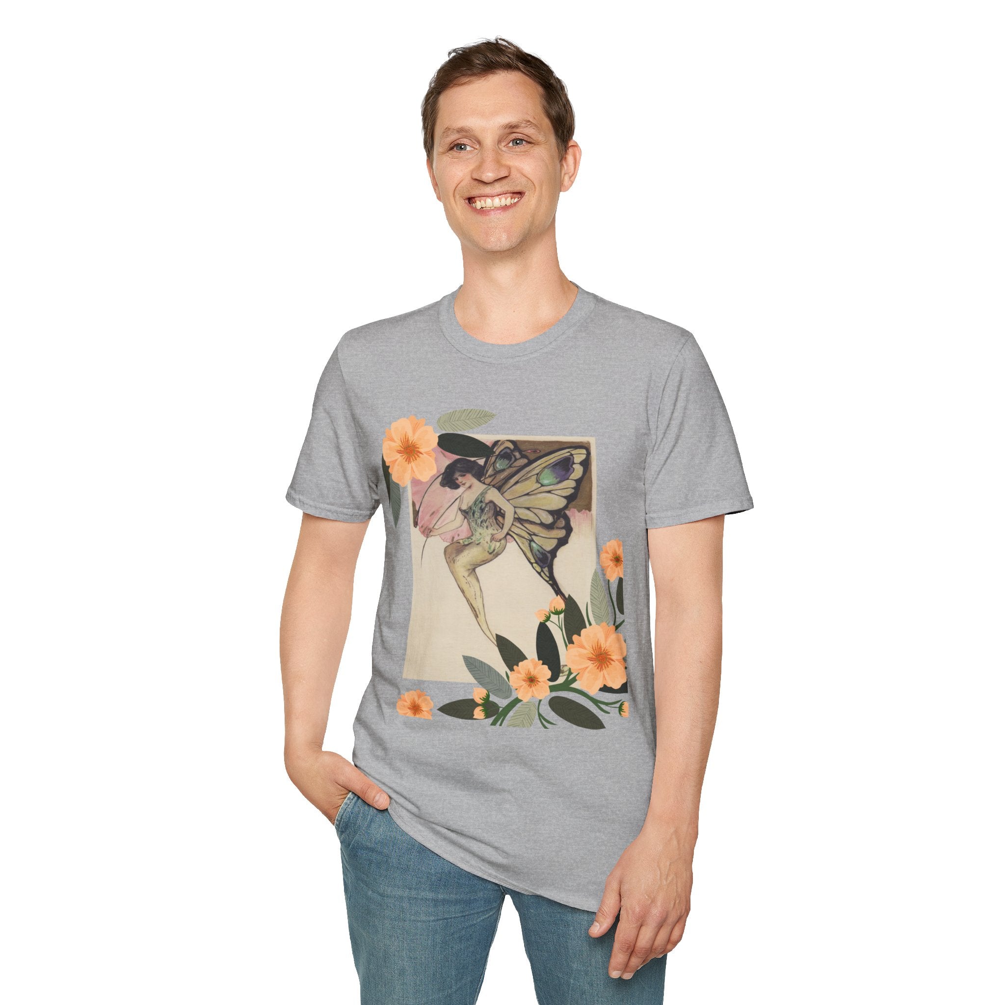 Elusoriness Floral Butterfly Unisex Softstyle T-Shirt