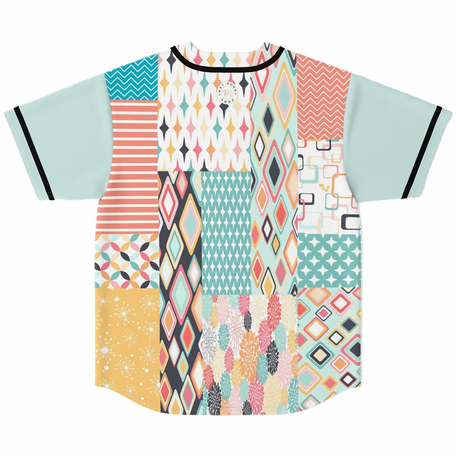 Old Miami Geo Patchwork Button Front Eco-Poly Jersey