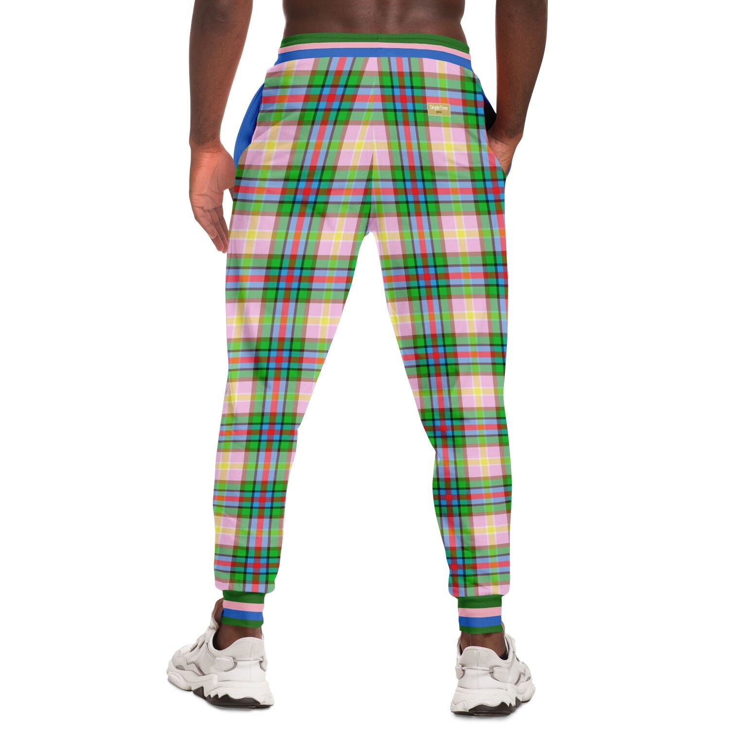 Joggers unisex THS 76 Pink Collegiate Tartan Plaid Eco-Poly 