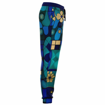 Joggers unisex de poliéster ecológico a cuadros Mystic azules 