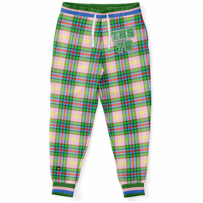 Joggers unisex THS 76 Pink Collegiate Tartan Plaid Eco-Poly 