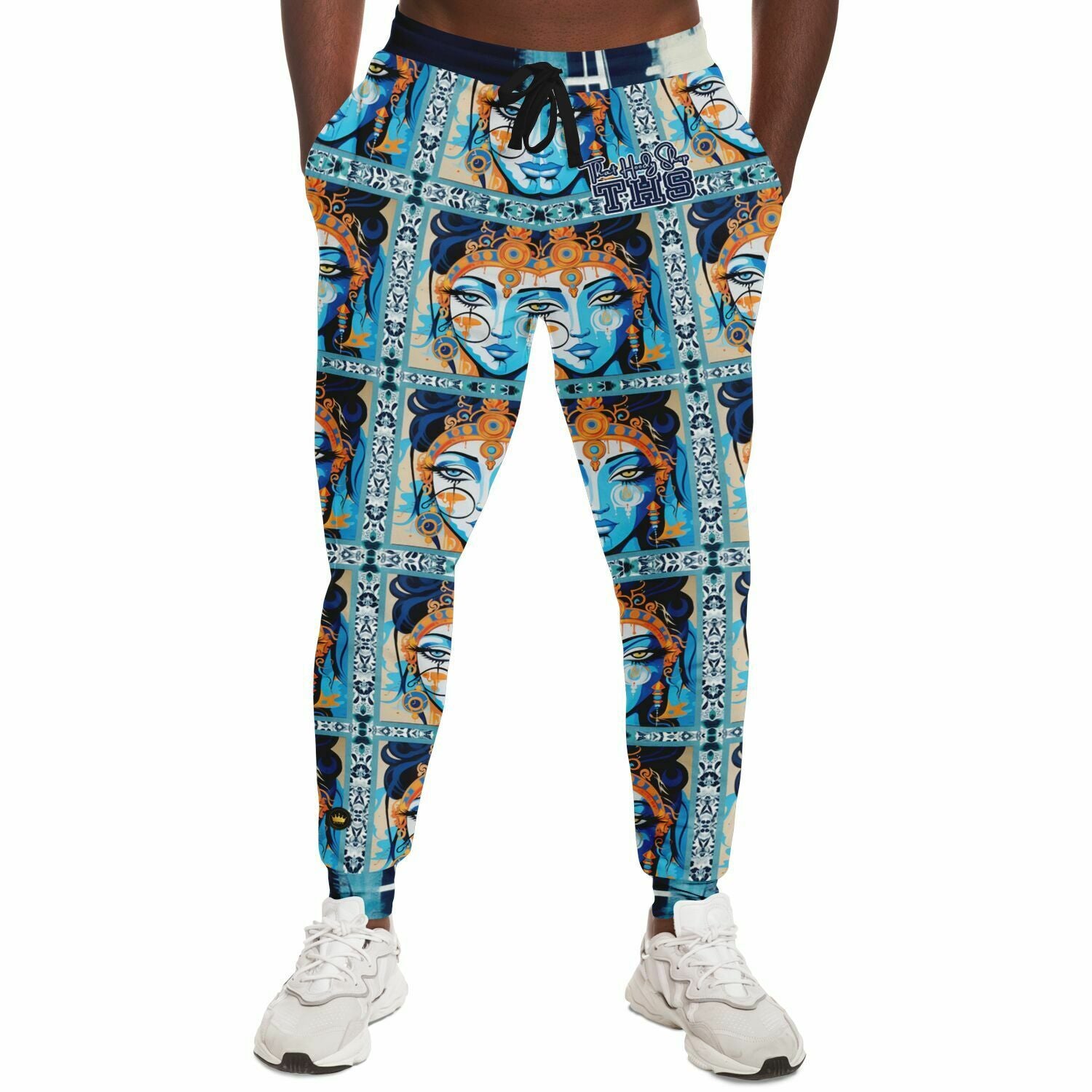 Joggers unisex de poliéster ecológico con estampado floral repetido Visage de Laxshmi 