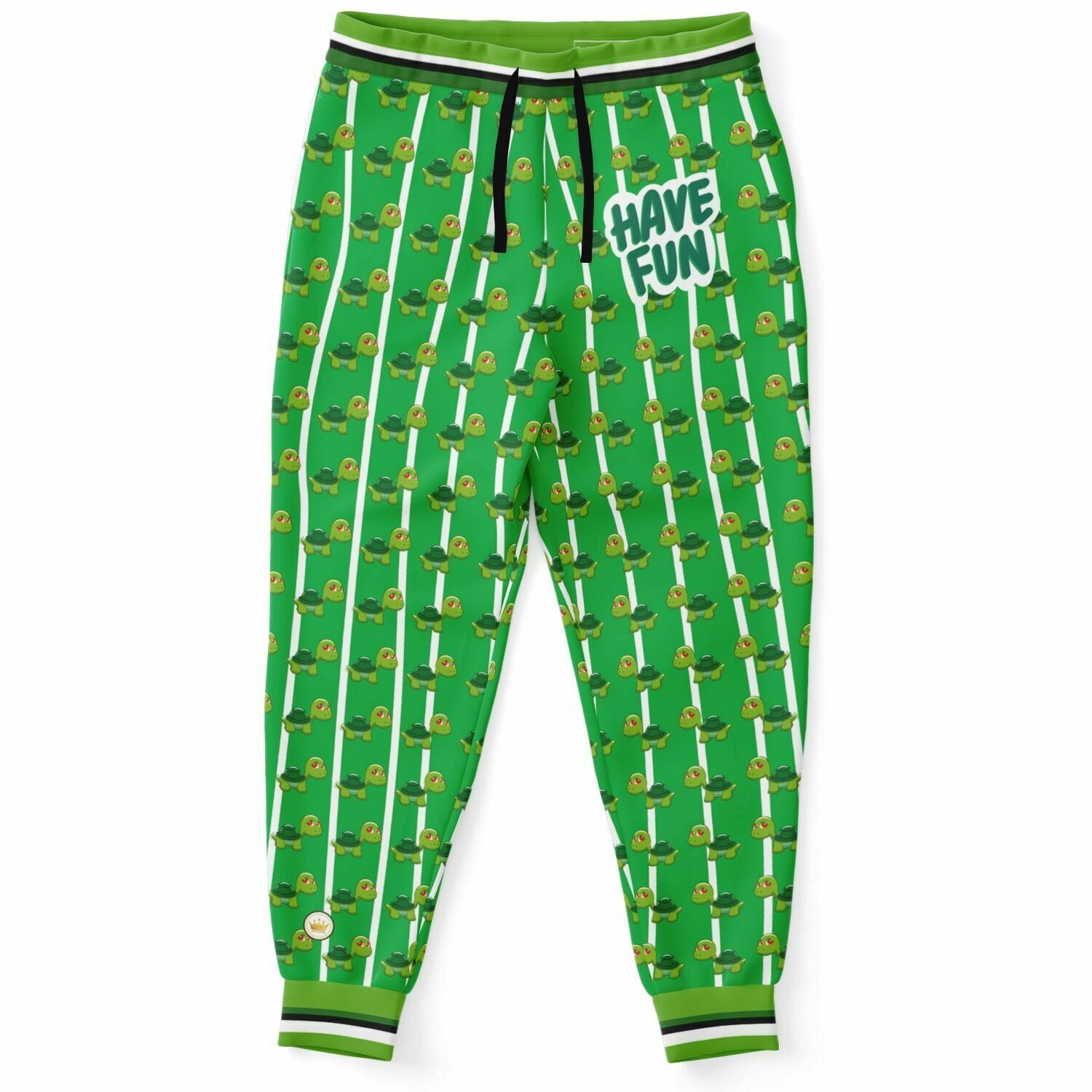 Pantalones deportivos unisex de poliéster ecológico con rayas de tortuga de Have Fun Green Acres 