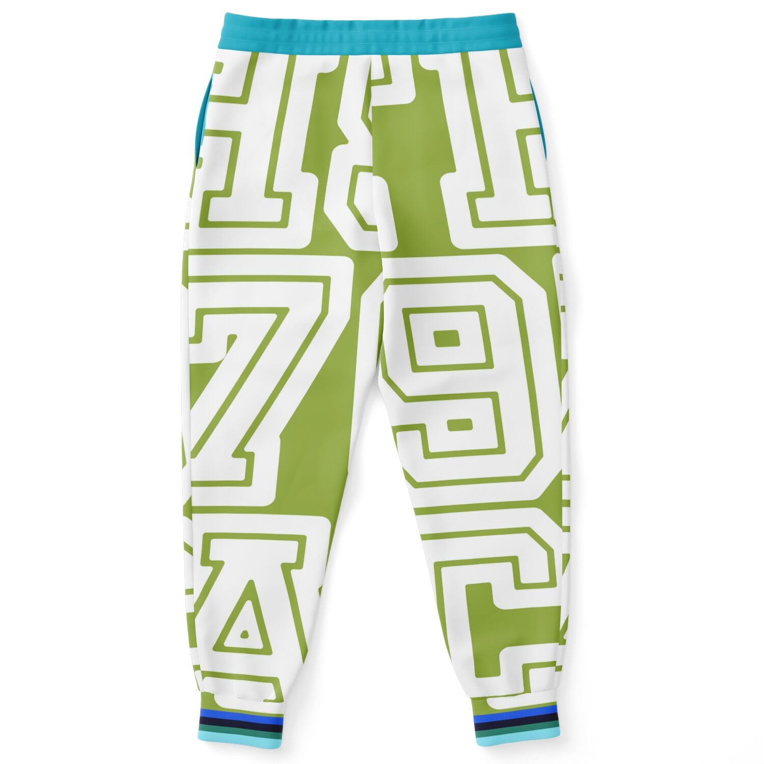 Monograma THS 1976 CA en joggers unisex de poliéster ecológico verde manzana 