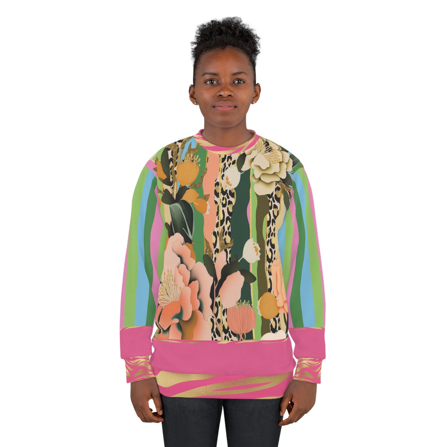 Pink Pouffe Stripe Cheetah Floral Unisex Sweatshirt