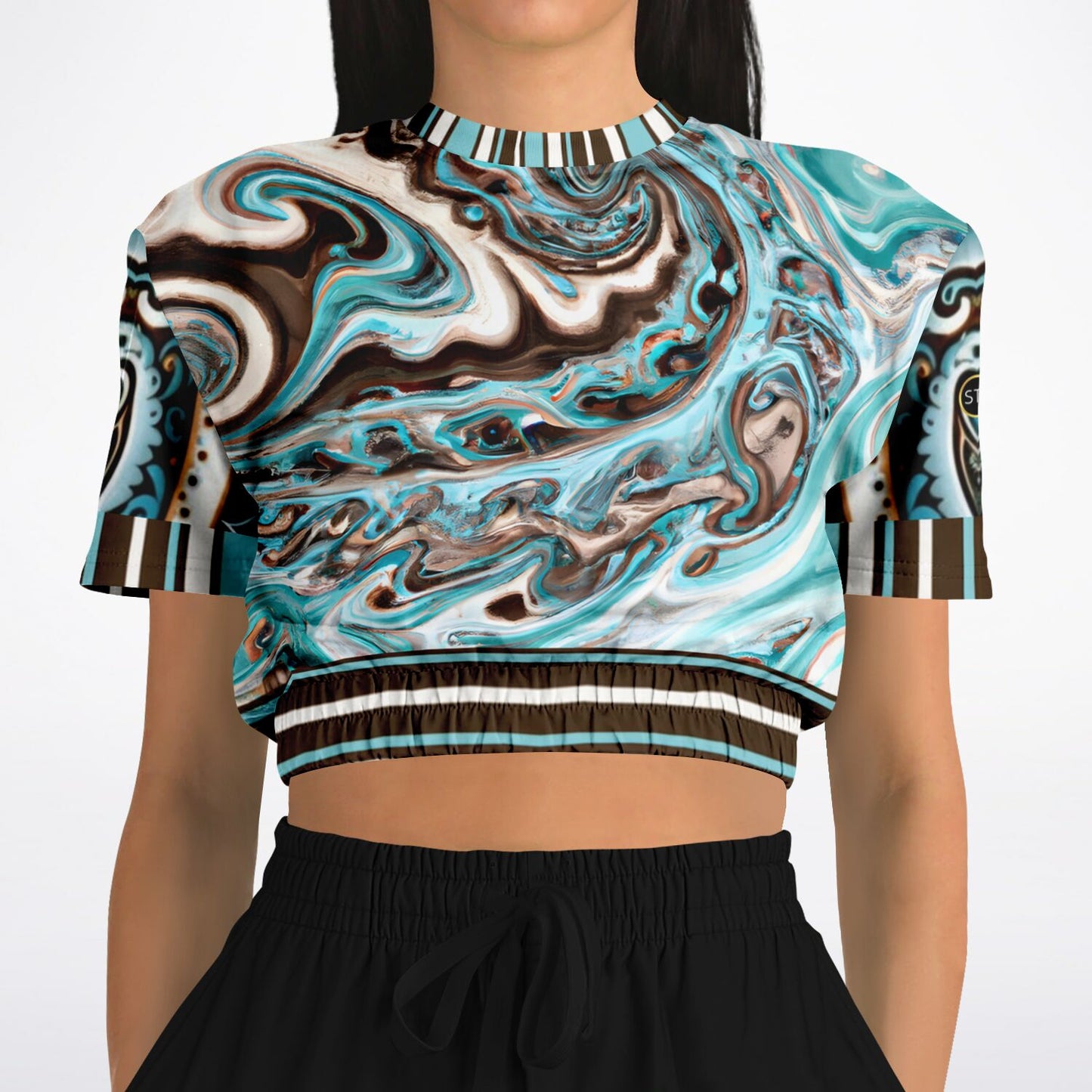 Turk and Caicos Short Sleeve Cropped Eco-Poly Sweater