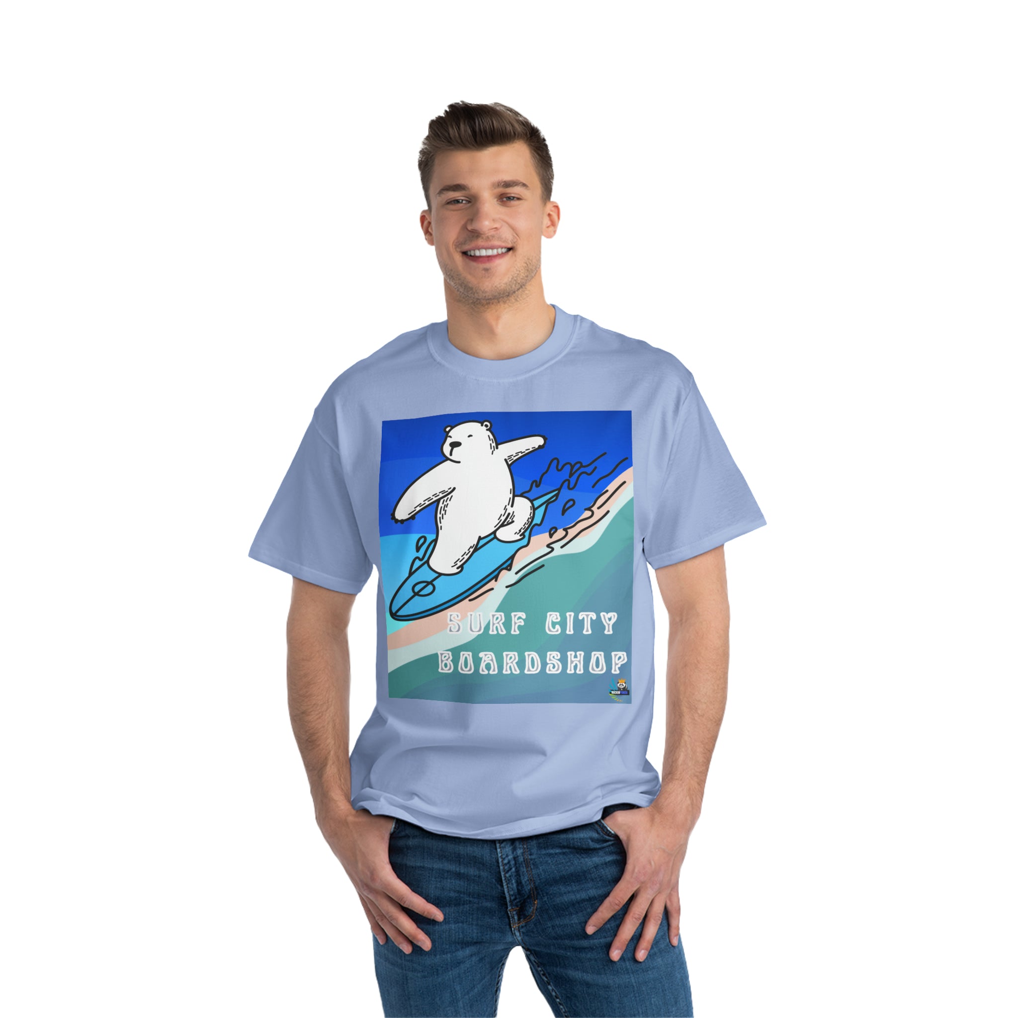 Surf City Boardshop - Camiseta pesada con mascota del oso polar