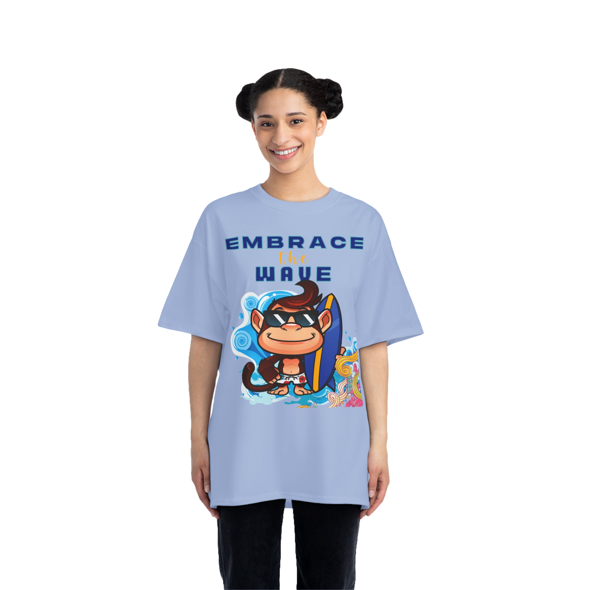 Embrace the Wave Monkey Surfer Unisex Heavyweight Tee