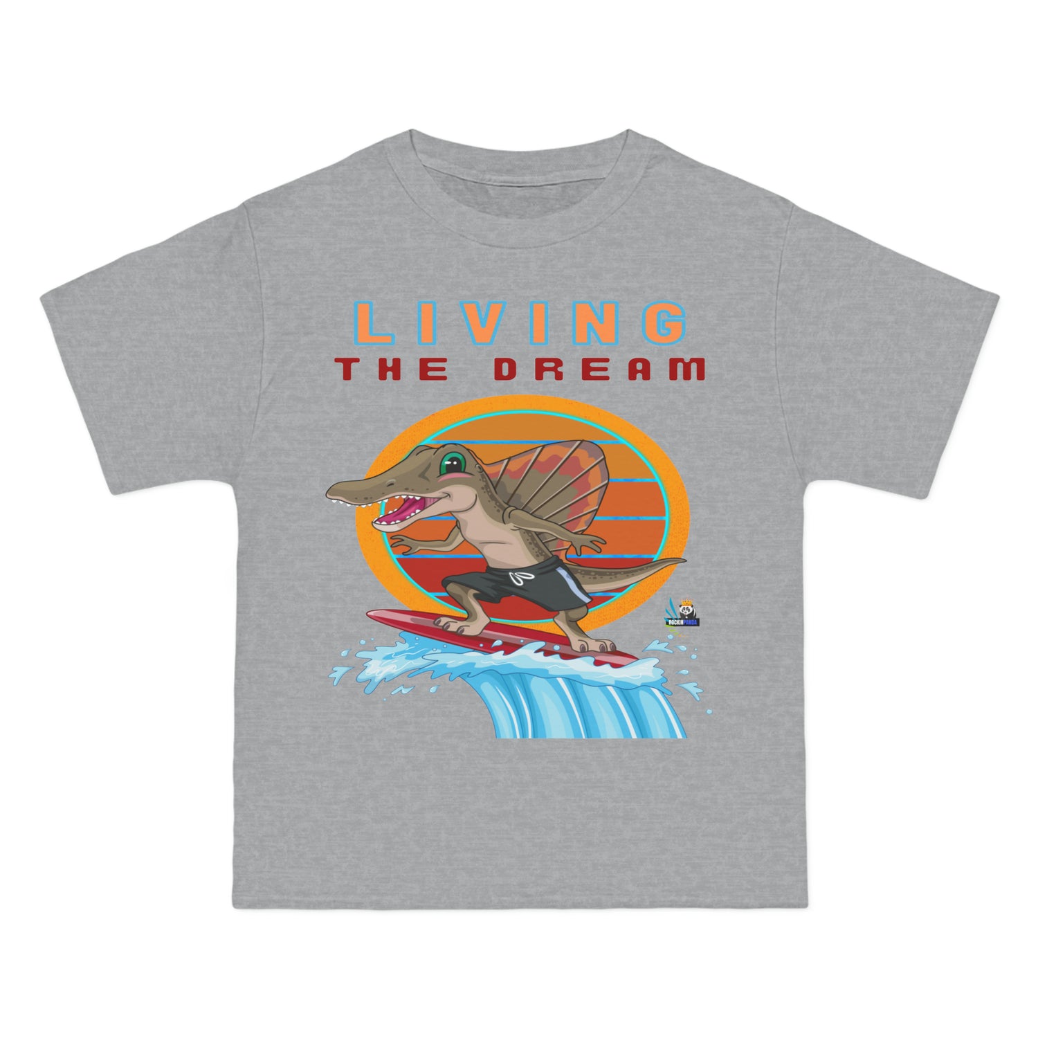 Camiseta pesada Living the Dream Dinosaur Surfer