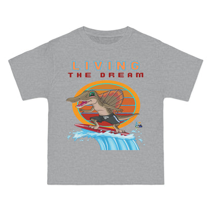 Living the Dream Dinosaur Surfer Unisex Heavyweight Tee