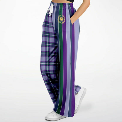 Purple Crush Plaid Rugby Stripe Eco-Poly Wide Leg Pants