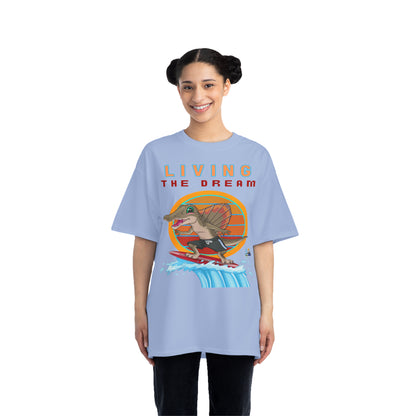 Living the Dream Dinosaur Surfer Unisex Heavyweight Tee