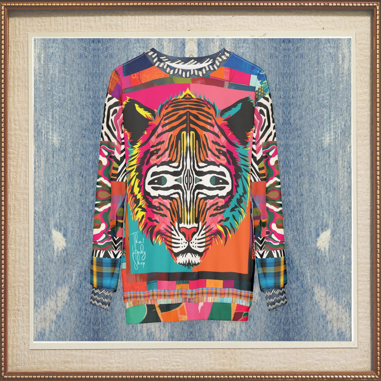 Tiger in Colorful Carnivale Pop Art  Unisex Sweatshirt (Gold Label)