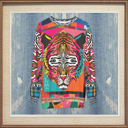 Tiger in Colorful Carnivale Pop Art  Unisex Sweatshirt (Gold Label)