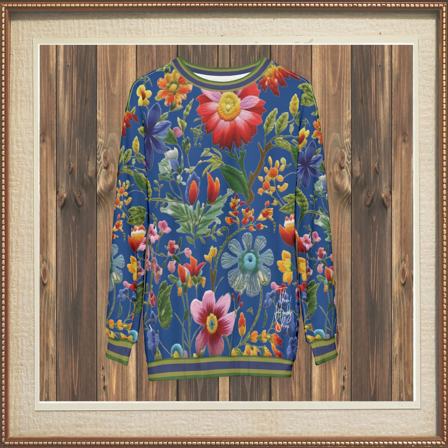 Petunia Blue Floral Print Unisex Sweatshirt