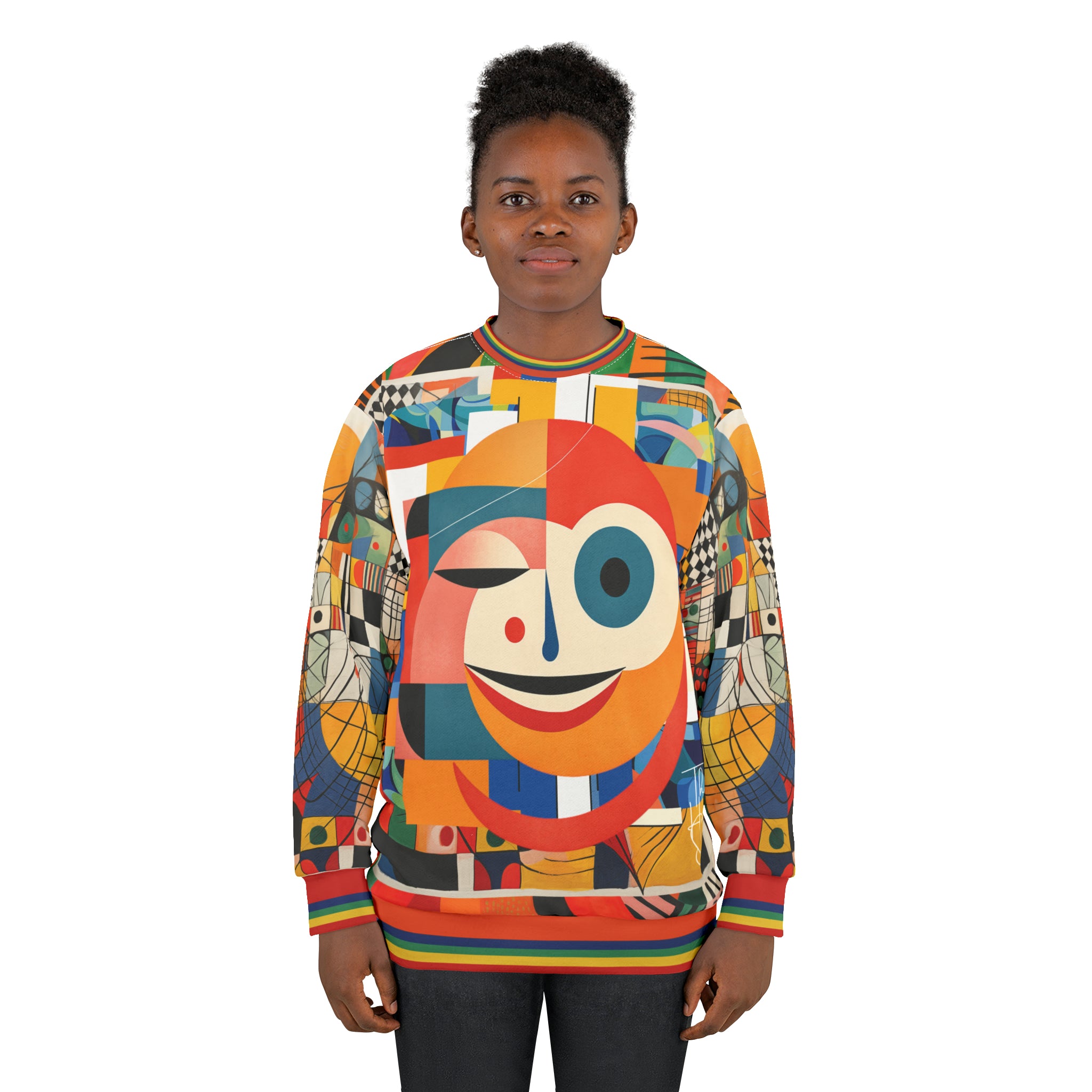 Happy Face Happy Day Abstract Block Art Unisex Sweatshirt (Gold Label)