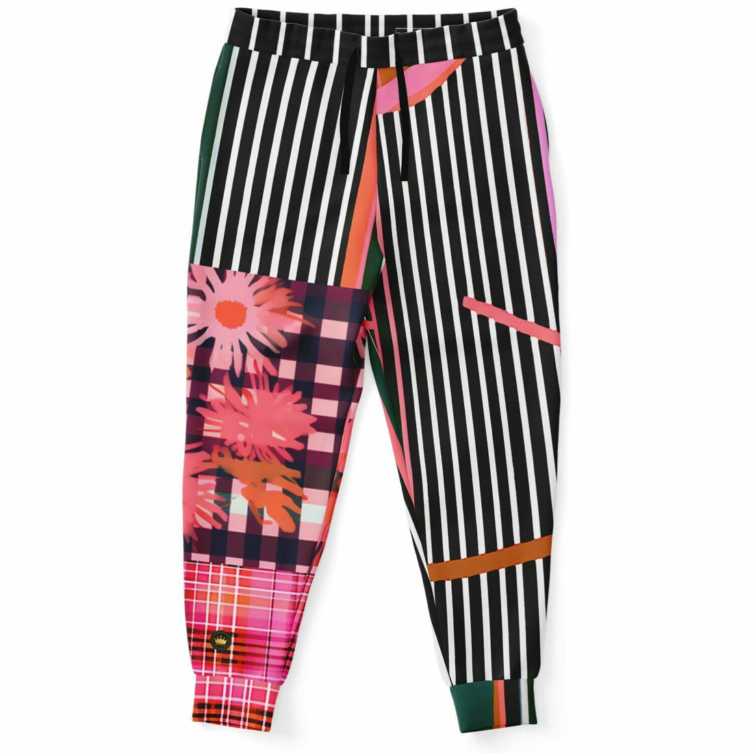 Pink Chrysanthemum Plaid Eco-Poly Unisex Joggers