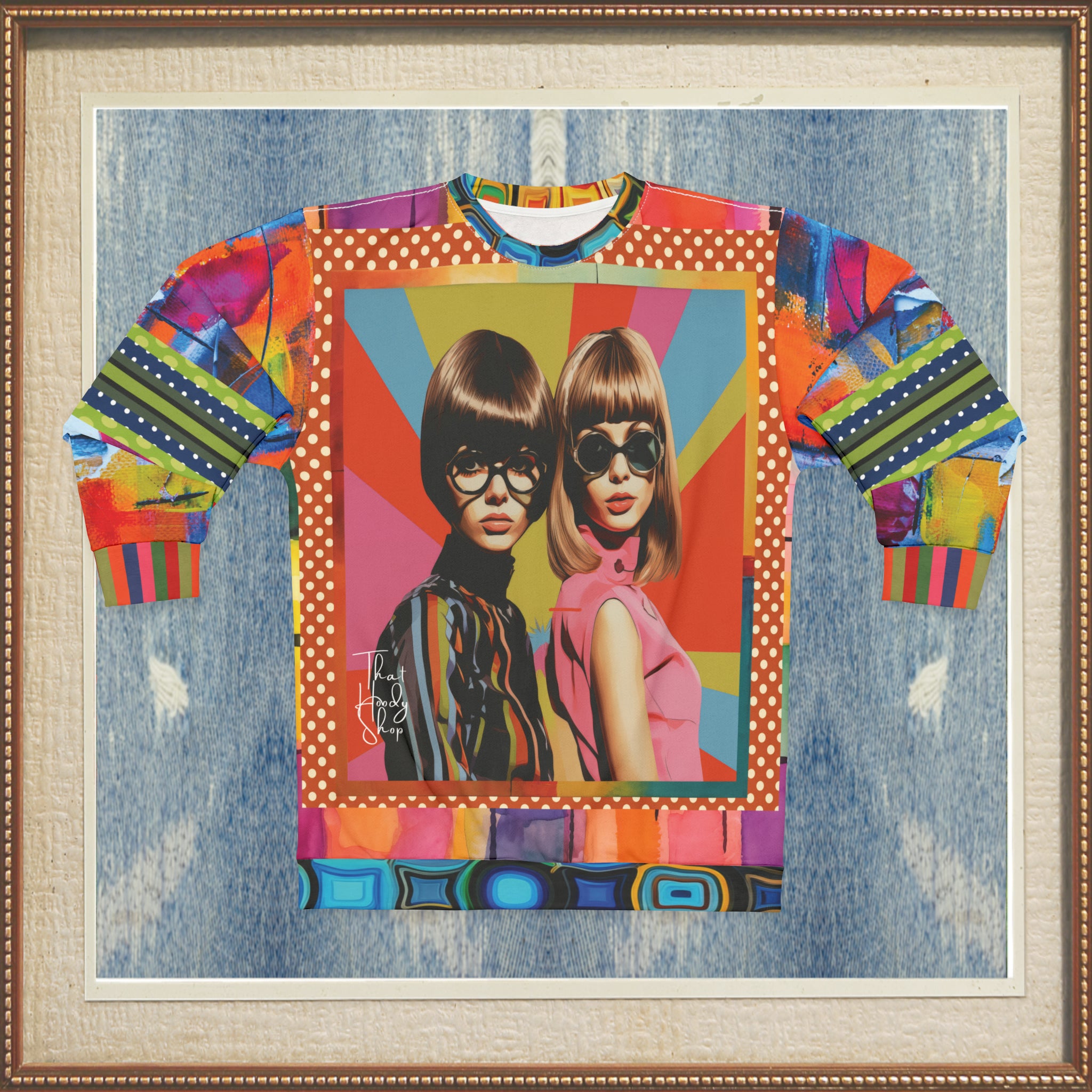 Beatnik Girls - Rainbow Flash Hippie Abstract Print Unisex Sweatshirt (Gold Label)