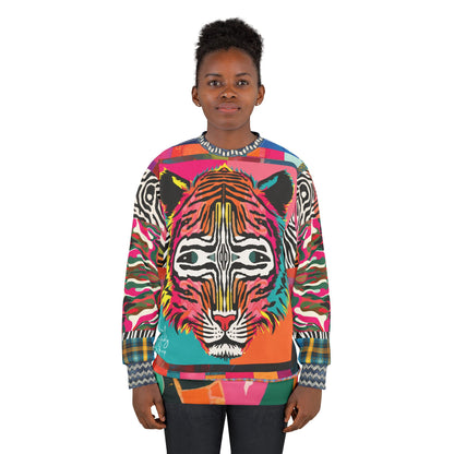 Tiger in Colorful Carnivale Pop Art  Unisex Sweatshirt (Gold Label)