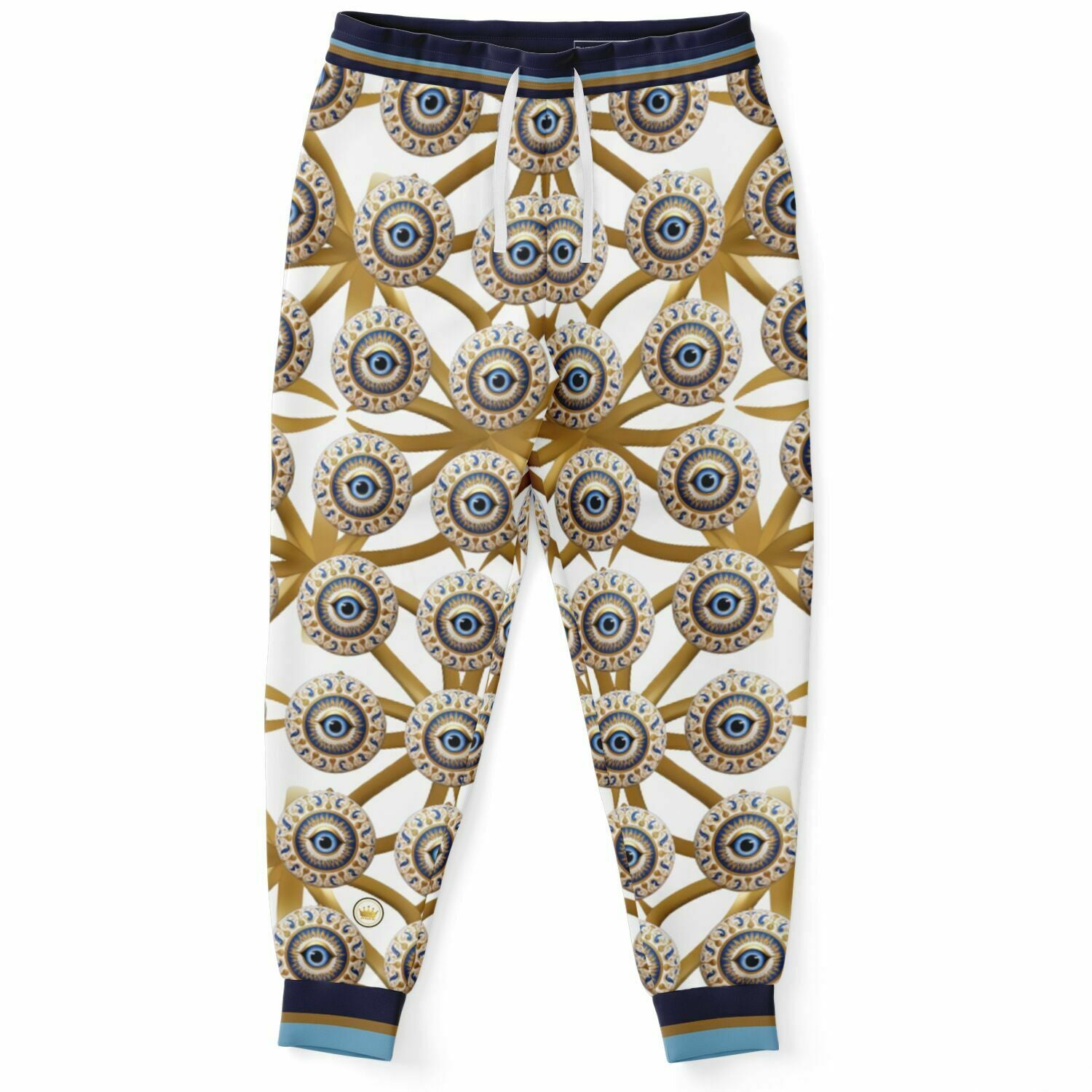 Evil Eye Protection in White Eco-Poly Unisex Joggers